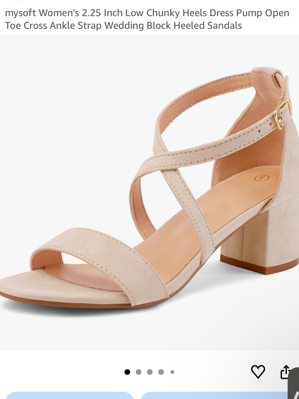 Mysoft Nude Suede Crisscross Block Heel Sandal